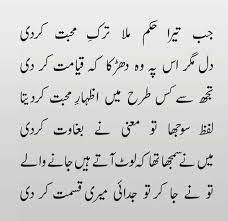 Jab Tera Hukum Mila Tarq Muhabbat Kr Di Poetry Quotes Poetry Urdu Poetry