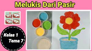 Lukisan di pasir pantai, media lukisan pasir dan tongkat kayu atau garu. Membuat Lukisan Dari Pasir Kelas 1 Tema 7 Youtube