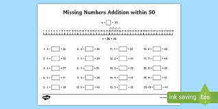 Great counting to 20 practice as well. Missing Numbers Addition Within 50 Worksheet Worksheet