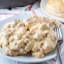 Image result for sausage gravy biscuits
