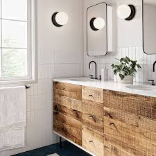 Wood grain melamine bathroom vanity. Reclaimed Wood Lacquer Double Bathroom Vanity