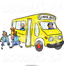 Vector Clipart of Doodled Children Boarding a School Bus by Prawny ...