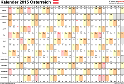 Jahreskalender im querformat, 1 seite, monate horizontal, in farbe. Kalender 2015 Osterreich In Excel Zum Ausdrucken