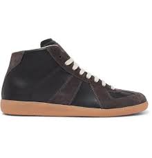 Maison Margiela Brown Leather And Suede Replica Sneakers In Black Modesens Sneakers Leather Suede Suede