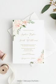 Blush Gold Printable Wedding Invitation Template Floral Etsy Wedding Invitations Printable Templates Printable Wedding Invitations Wedding Invitations