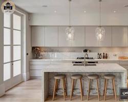 تصویر کابینت نئوکلاسیک با طراحی مینیمالیستی