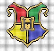 Geekie Crafts Hogwarts Crest Pattern Cross Stitch Harry Potter Harry Potter Cross Stitch Pattern Minecraft Pixel Art