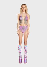 Daisy Shock Beaded Fringe Festival Shorts Set - Pink – Dolls Kill