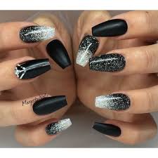 Black And White Ombre Nails With Glitter Black Matte And Glitter Ombre Nails By Margaritasnailz From Nail Art Gallery Vernis A Ongles Ongles Idee Ongles