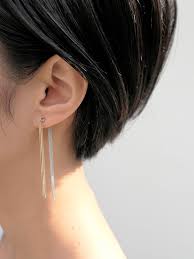 simmon web shop horse tail fringe pierced earring l 顔ピアス ピアス ドロップイヤリング