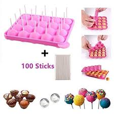Moules A Lollipop Bonbon Bac A Glacons Plaque En Silicone Pour Faire Cake Pop Gateaux Patisserie 20 Moules 100 Batonnets Rose Cake Pops Bonbon Bac A Glacons
