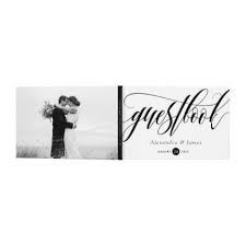 Swirly Calligraphy Black White Wedding Guest Book Zazzle Com In 2020 Wedding Guest Book Wedding Book
