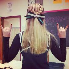 Skip the classic chignon, and roll pieces of twisted hair into an intricate. Pin By Amy Sorensen On Cheer Sports Hairstyles Game Day Hair Cheer Hair