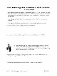 Work And Power Worksheet Answer Work Energy Worksheet Packet Potential Energy In 2020 Kids Worksheets Printables Energy Work Special Education Worksheets