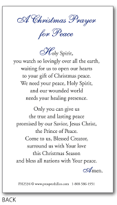 If you're looking for prayers specifically to family or for kids, check out christmas prayers for the family and short christmas prayers for children. A Christmas Prayer For Peace Price Per 100 Prospect Hill Co