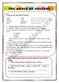 They are a reference to time. The Order Of Adverbs Esl Worksheet By Setxump