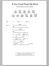 Lyrics licensed & provided by lyricfind. If You Could Read My Mind Noten Gordon Lightfoot Akkorde Liedtexte Fur Gitarre