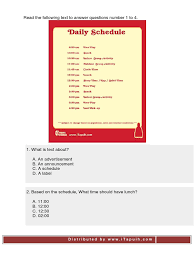 Lalu schedulesnya harus lengkap dengan schedules dulu baru dengan soal pilihan gandanya ? Schedule Text 1