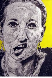 Black And White Self Portrait Art Contour Face School Art Projects Space Drawings Drawings