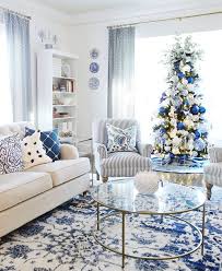 Getting A Blue And White Living Room Ready For Christmas Thistlewood Farm Blue And White Living Room Christmas Living Rooms Christmas Decorations Living Room