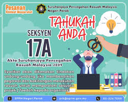 .17a akta suruhanjaya pencegahan rasuah malaysia 2009 (akta sprm 2009), sepertimana yang dinyatakan dalam akta suruhanjaya organisasi komersial memahami kaedah pelaksanaan tatacara mencukupi yang boleh dilaksanakan bagi mencegah berlakunya rasuah yang berkaitan dengan. Bagan Serai Kampung Halamanku Maklumat Pengetahuan Untuk Semua Warganegara Malaysia Sila Share Atau Copy Paste Maklumat Ini Dan Sebarkan Kepada Semua Seksyen 17a Ni Baru Digazetkan Pertengahan Tahun 2020 Ni Seksyen