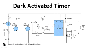 These on off intervals can be adjusted by varying the 555 timer output and number of counter outputs. Dark Activated Timer Using 555 Ic