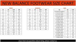 new balance shoe size chart us