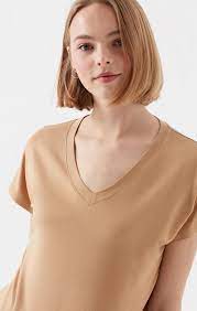 Mavi Women S Hannah Basic V Neck T Shirt In Tan Mavi Canada V Neck T Shirt V Neck Tan Shirt