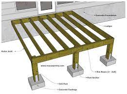 Having attached all the joists, finish up the deck by installing the decking material. Wood Decking