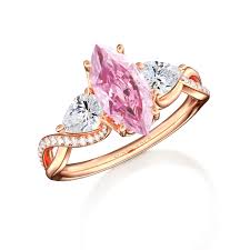 Three-stone Marquise-Cut Pink Diamond Engagement Ring with Infinity Twist  Pave | Sunny Eden™