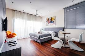 modern studio room with private kitchen