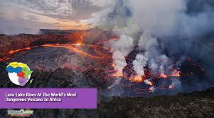 Mount nyiragongo, located in the democratic republic of the congo, erupted on january 17, 2002, ejecting a large cloud of smoke and ash high into the sky and spewing lava down three sides of the volcano. Lava Lake Rises At The World S Most Dangerous Volcano In Africa
