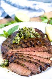 Grate or squeeze your ginger in next, and gently stir to distribute, flipping the steak over to make sure that. Korean Grilled Flank Steak With Asian Chimichurri Lemon Blossoms