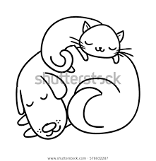 See more ideas about drawings, cartoon drawings, cute drawings. Cute Sleeping Dog Cat Best Friends Stock Vector Royalty Free 576932287 Sleeping Dogs Dog Cat Photo Collage Template