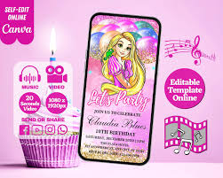 Princess Tangled Birthday Video Invitation, Tangled Evites, Flynn Rider,  Rapunzel, Editable Template, Any Age, DIY Musical Video Evites