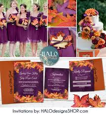 Rustic Fall Wedding Invitation Orange Plum Wedding Invitation Rustic Invitations Fall Wedding Invitations Fall Leaves Plum Fall Plum Orange Wedding Invitations Plum Fall Weddings Plum Wedding Invitations