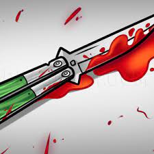 Free knife with blood icons in various ui design styles for web and mobile. How To Draw A Balisong Butterfly Knife Step By Step Drawing Guide By Dawn Dragoart Com