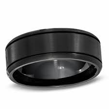 Men S 8 0mm Black Stainless Steel Wedding Band Zales Stainless Steel Wedding Bands Mens Wedding Bands Black Black Wedding Band