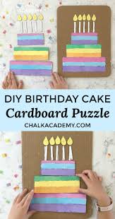 Fun Birthday Crafts For Kids Cardboard Birthday Cake Puzzle Craft Happy Birthday Lyrics In Chinese English Happy Birthday Crafts Kids Birthday Cards Birthday Card Craft