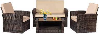 Or as low as £73.00 per month (0% apr) choose your deposit amount. Amazon Com Patio Sofa Set 4pcs Outdoor Furniture Set Pe Rattan Wicker Cushion Outdoor Garden Sofa Furniture With Coffee Table Bistro Sets For Yard Garden Outdoor