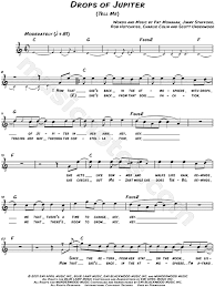 This song is found on train's album, drops of jupiter. Train Drops Of Jupiter Sheet Music Leadsheet In C Major Transposable Download Print Sku Mn0114023