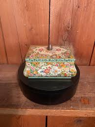 Vintage Holland Made Ornate Floral Painted Lidded Tin Box Old Stamped  Covered Steel Candy Box Retro Rectangular Metal Decor Box Nice