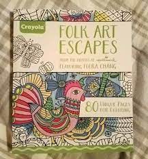 These coloring books are wonderful. New Crayola Folk Art Escapes Adult Coloring Book Hallmark Artists Flora Chang Ebay