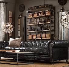 Kensington Leather Sofa Restoration Hardware Living Room Vintage Living Room Brown Living Room