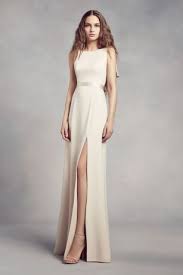 A Sleek Dress For Modern Maids This High Neck Bridesmaid Dress From White By Vera Wang Is Ad Crepe Bridesmaids Dress High Neck Bridesmaid Dresses Sleek Dress