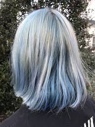 Faded Denim Haircolor Manic Panic Bad Boy Blue Arctic Fox Poseidon Underneath Near Nape Of Neck Washed Out For In 2020 Creative Hair Color Artic Fox Hair Hair Color