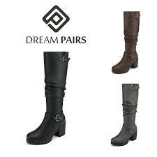 0554 women's chunky heel knee high boots. Dream Pairs Women S Koson Knee High Winter Riding Boots 5 Vine Camel For Sale Online Ebay