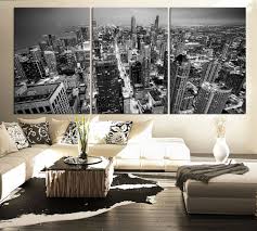 Black And White Chicago Skyline Wall Art Large Wall Art Canvas Print Black And White Chicago Skyline 3 Panel Triptych Grayscale Chicago Large Canvas Wall Art Large Abstract Wall Art Large Wall Art