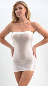 Women Oil Glossy Strapless Mini Dress Sexy Clubwear