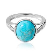 Bague En Argent Et Turquoise Bleue De Mohavie 2164mg Juwelo Bijouterie
